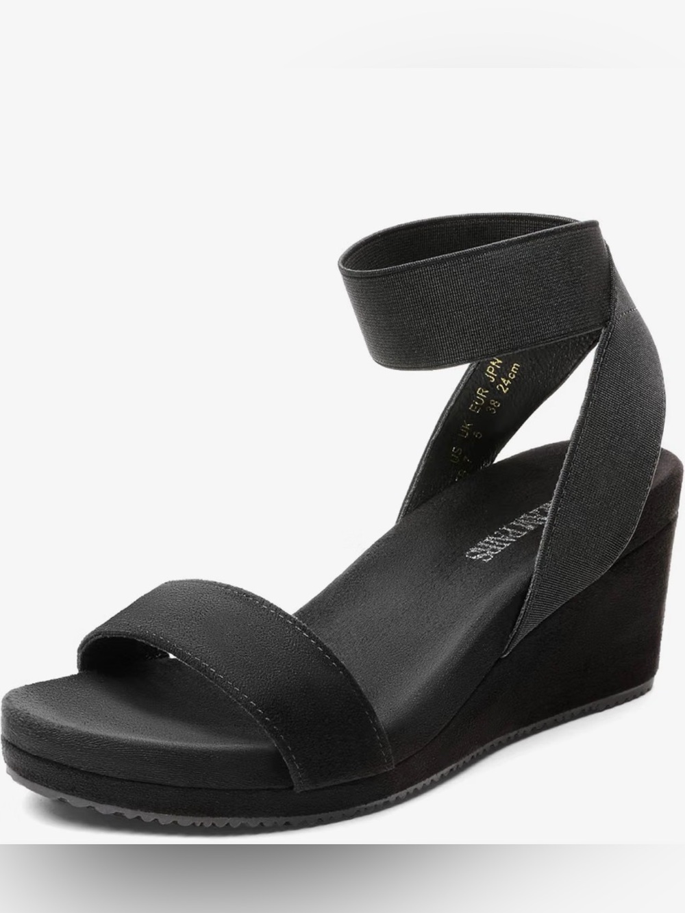 Dream Pairs Black Wedge Sandals with Ankle Strap